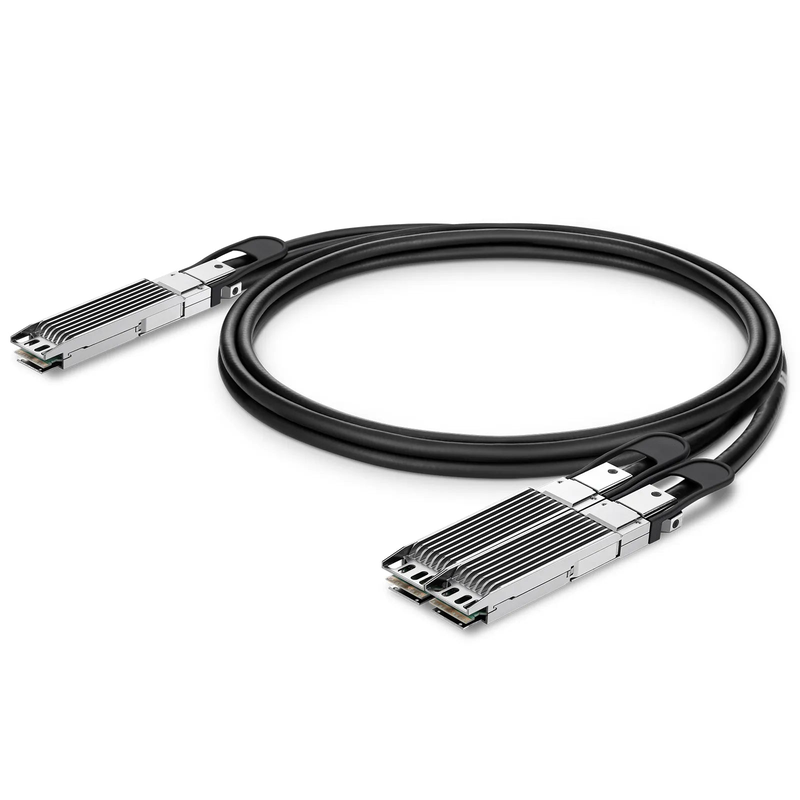 Refurb Squared 1.5m (5ft) 800G OSFP 8 x 100G PAM4 Finned Top to 2 x 400G OSFP 4 x 100G PAM4 Finned Top Passive Direct Attach Copper Breakout Cable forFOSwitches
