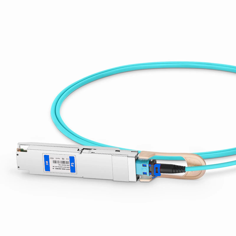 Refurb Squared 3m (10ft) Arista Networks Compatible 400G OSFP 8 x 50G PAM4 Finned Top to 2 x 200G QSFP56 4 x 50G PAM4 Active Optical Breakout Cable