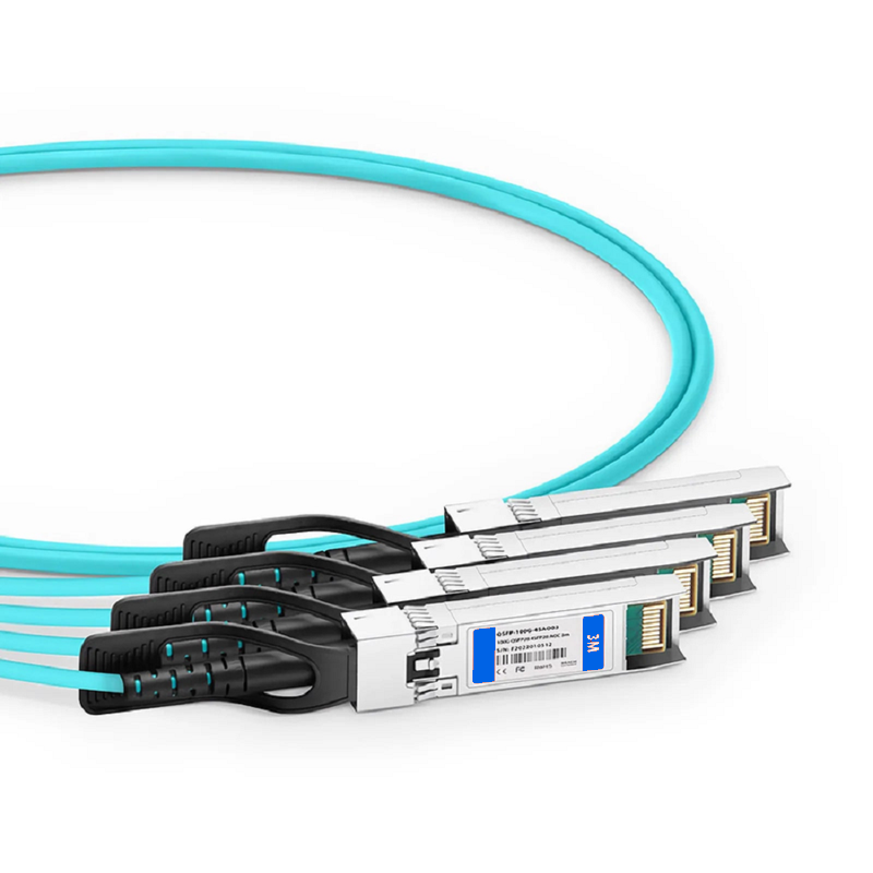 Refurb Squared 5m (16ft) Cisco QSFP-4SFP25G-AOC5M Compatible 100G QSFP28 4 x 25G NRZ to 4 x 25G SFP28 NRZ Active Optical Breakout Cable