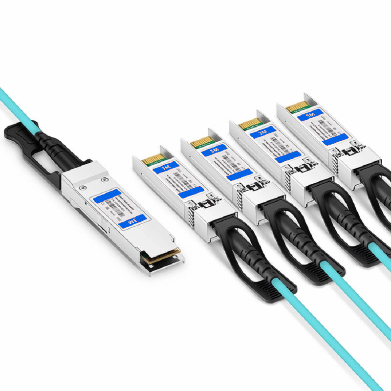 Refurb Squared 30m (98ft) Cisco QSFP-4SFP25G-AOC30M Compatible 100G QSFP28 4 x 25G NRZ to 4 x 25G SFP28 NRZ Active Optical Breakout Cable