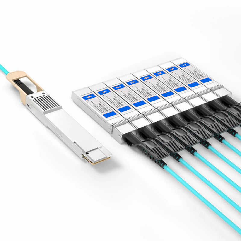 Refurb Squared 15m (49ft) Generic Compatible 400G QSFP-DD 8 x 50G PAM4 to 8 x 50G SFP56 25G NRZ Active Optical Breakout Cable