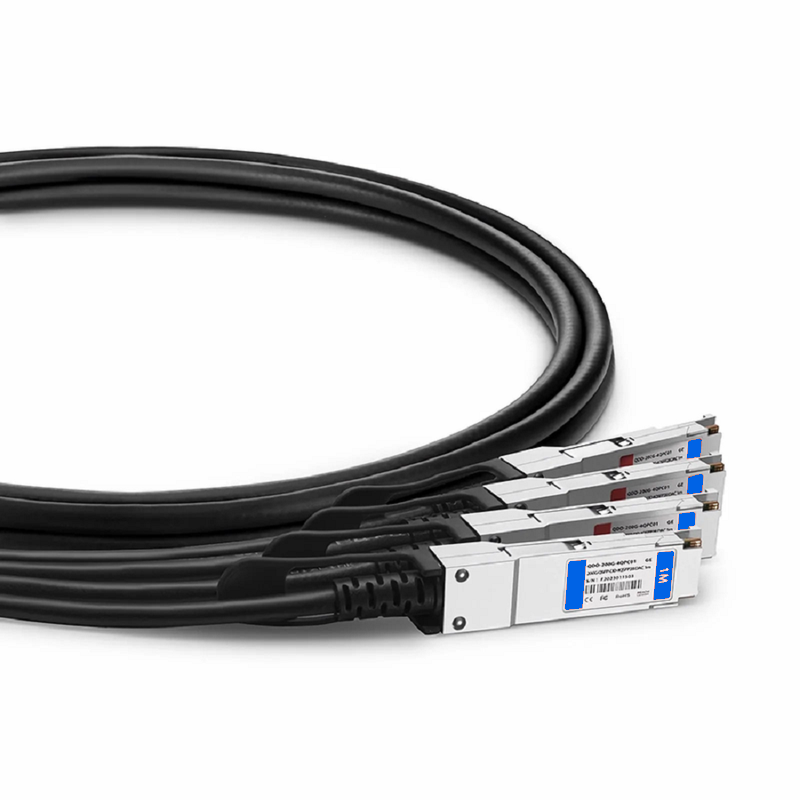Refurb Squared 1m (3ft) Generic Compatible 200G QSFP-DD 8 x 25G NRZ to 4 x 50G QSFP28 2 x 25G NRZ Passive Direct Attach Copper Breakout Cable