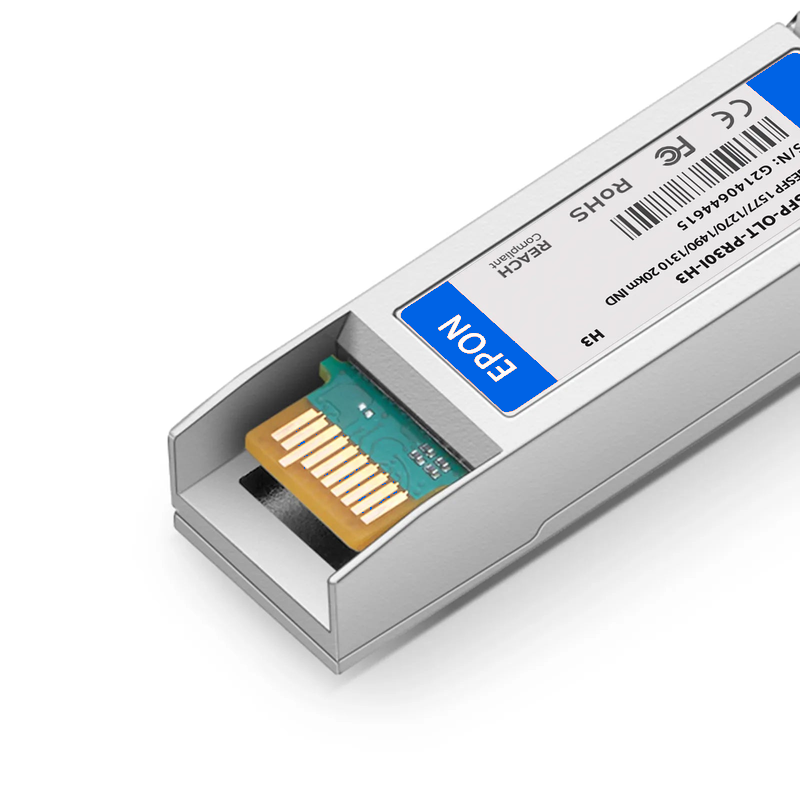Refurb Squared H3C Compatible 10G EPON OLT SFP+ 1577nm-TX/1270nm-RX and 1490nm-TX/1310nm-RX Class PR30 20km DOM Simplex SC/UPC SMF Optical Transceiver Module (Industrial)