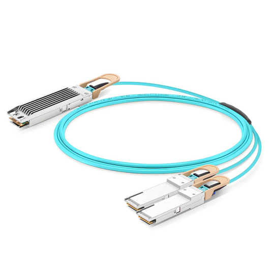 Refurb Squared 10m (33ft) NVIDIA/Mellanox MFA7U10-H010 Compatible 400G OSFP 8 x 50G PAM4 Finned Top to 2 x 200G QSFP56 4 x 50G PAM4 InfiniBand HDR Active Optical Breakout Cable for Quantum-2 Switches and ConnectX-6 HCA