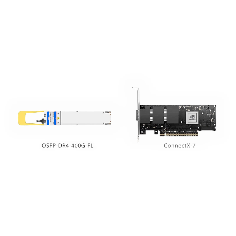Refurb Squared NVIDIA/Mellanox MMS4X00-NS400 Compatible 400GBASE-DR4 OSFP Flat Top 4 x 100G PAM4 1310nm 500m DOM MPO-12/APC SMF InfiniBand NDR Optical Transceiver Module for ConnectX-7 HCA