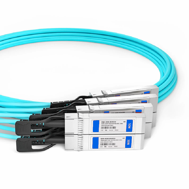 Refurb Squared 3m (10ft) Generic Compatible 400G QSFP-DD 8 x 50G PAM4 to 8 x 50G SFP56 25G NRZ Active Optical Breakout Cable
