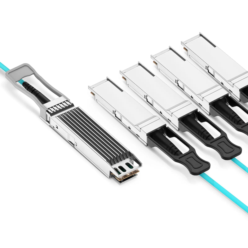 Refurb Squared 10m (33ft) Generic Compatible 400G OSFP 8 x 50G PAM4 Finned Top to 4 x 100G QSFP28 4 x 25G NRZ Active Optical Breakout Cable