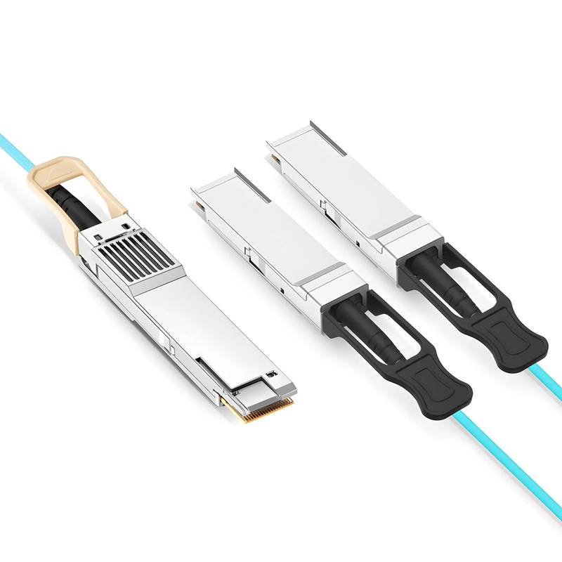 Refurb Squared 50m (164ft) Generic Compatible 200G QSFP-DD 8 x 25G NRZ to 2 x 100G QSFP28 4 x 25G NRZ Active Optical Breakout Cable
