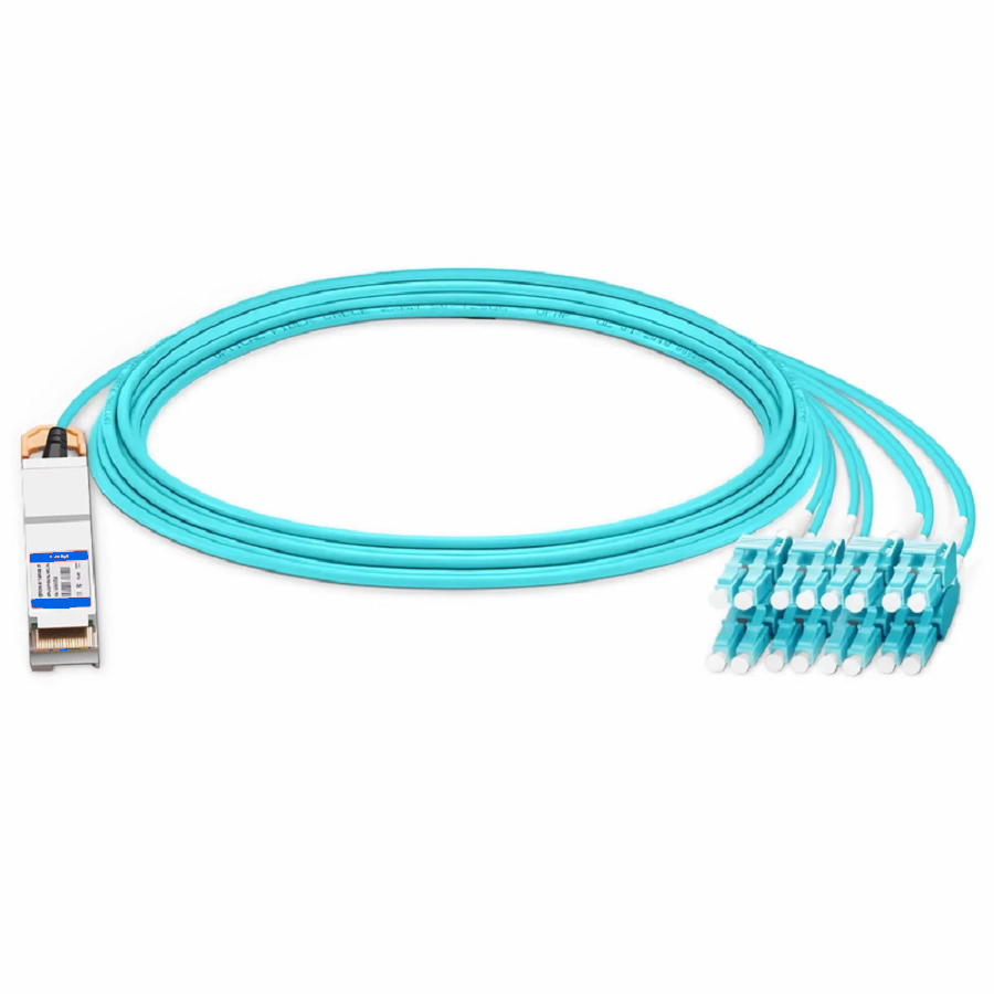 Refurb Squared 50m (164ft) Generic Compatible 200G QSFP-DD 8 x 25G NRZ to 8 x 25G LC Duplex Active Optical Breakout Cable