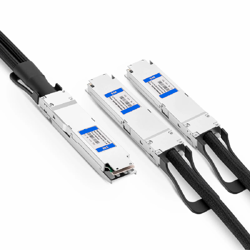Refurb Squared 5m (16ft) 800G OSFP 8 x 100G PAM4 Finned Top to 2 x 400G OSFP 4 x 100G PAM4 Flat Top Active Electrical Copper Breakout Cable forFOSwitches
