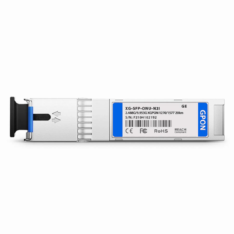 Refurb Squared Generic Compatible XGPON ONU SFP+ 1270nm-TX/1577nm-RX 2.488G-TX/9.953G-RX Class N2 20km DOM Simplex SC/UPC SMF Optical Transceiver Module (Industrial)