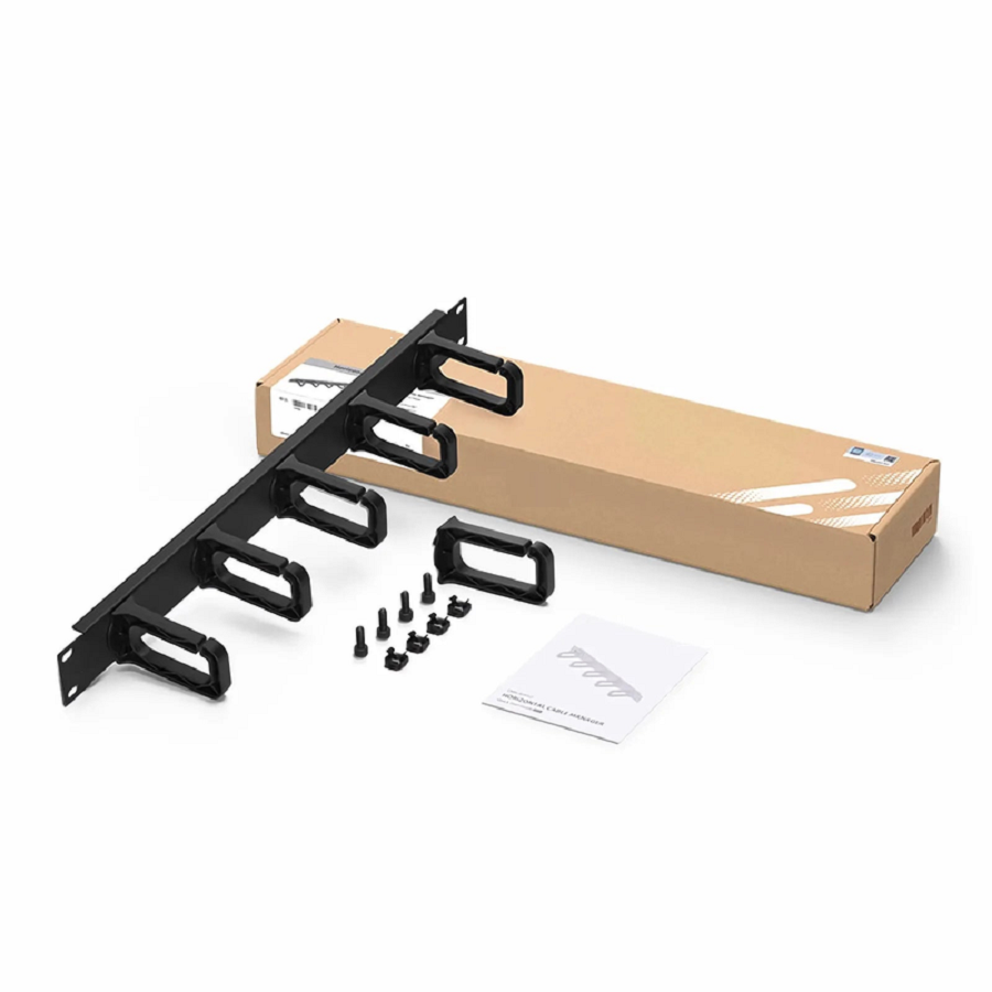 Refurb Squared Horizontal Single Sided Manager, 1RU, 5 Snap-in D-Rings, 3.37 in. Depth