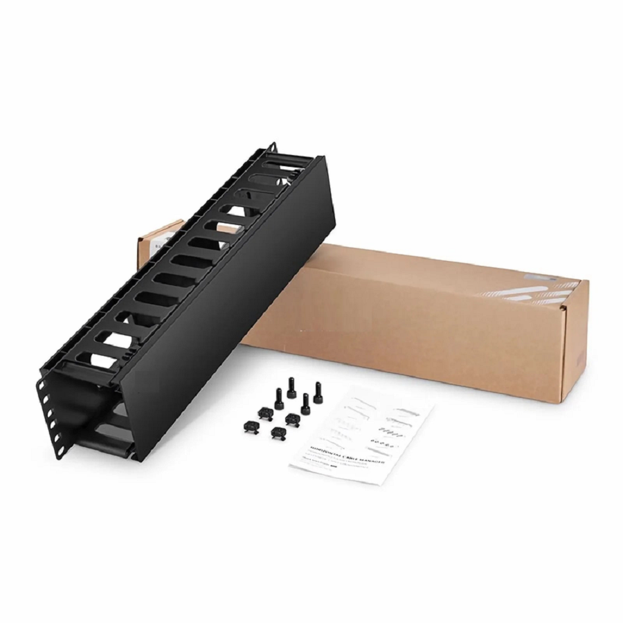 Refurb Squared Horizontal Single Sided Manager, 1RU, Finger Duct with Cover, 3.43 in. Depth