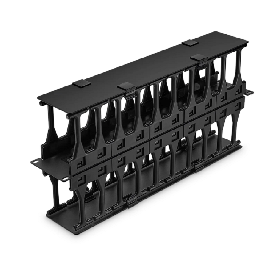 Refurb Squared Horizontal Dual Sided Steel Manager, 2RU, Finger Duct with Cover, 9.1 in. Depth