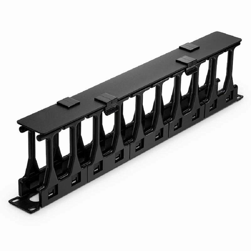 Refurb Squared Horizontal Single Sided Steel Manager, 1RU, Finger Duct with Cover, 4.44 in. Depth