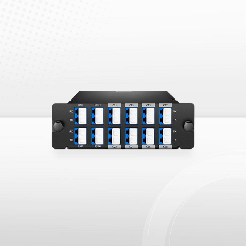 Refurb Squared 8 Channels DWDM Mux Demux, 100GHz C21-C28, with Monitor, Expansion and 1310nm Port, 2.4dB Typical IL, LC/UPC, Dual Fiber, High Density, FHDA Plug-in Module