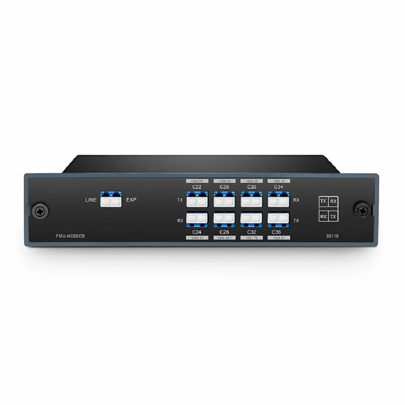 Refurb Squared 8 Channels DWDM Mux Demux, 100GHz C22-C36, with Expansion Port, 4.2dB Typical IL, LC/UPC, Single Fiber, Side-B, FMU Plug-in Module