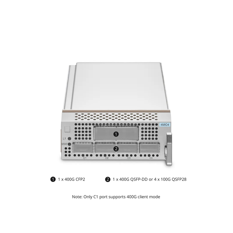 Refurb Squared D7000 4MC4, 1 x 400G QSFP-DD or 4 x 100G QSFP28 to 1 x 400G CFP2 OTN Muxponder for D7000 Managed Chassis