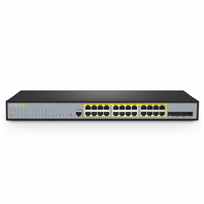 Refurb Squared S3400-24T4SP, 24-Port Gigabit Ethernet L2+ PoE+ Switch, 24 x PoE+ Ports @370W, with 4 x 10Gb SFP+ Uplinks, Support Stacking