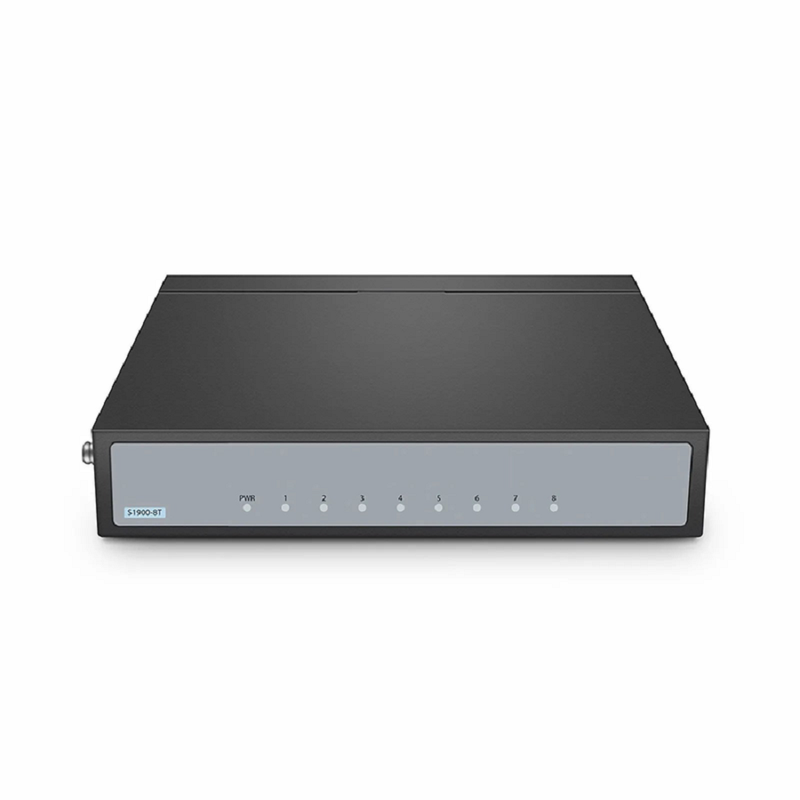 Refurb Squared S1900-8T, 8-Port Gigabit Ethernet L2 Unmanaged Switch, 8x 10/100/1000BASE-T RJ45, Metal, Fanless, Desktop/Wall-Mount
