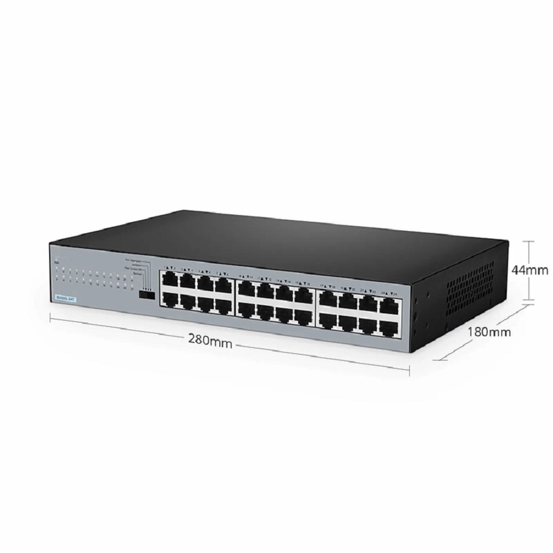 Refurb Squared S2500L-24T, 24-Port Gigabit Ethernet L2 Unmanaged Switch, 24 x 10/100/1000M Gigabit RJ45, Fanless, Desktop/Rackmount