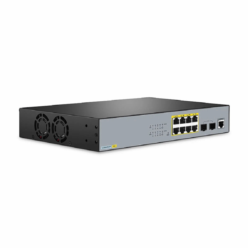 Refurb Squared S3260-8T2FP, 8-Port Gigabit Ethernet L2+ PoE+ Switch, 8 x PoE+ Ports @240W, with 2 x 1Gb SFP Uplinks, Support IEEE 802.3af/at
