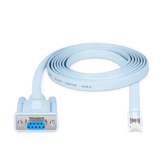 Refurb Squared 7ft (2m) RJ45 (Male) to DB9 (Female) Console Cable, Blue