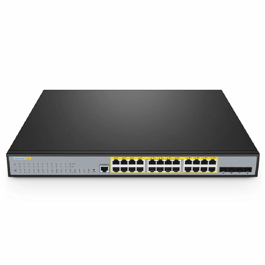 Refurb Squared S3400-24T4SP, 24-Port Gigabit Ethernet L2+ PoE+ Switch, 24 x PoE+ Ports @370W, with 4 x 10Gb SFP+ Uplinks, Support Stacking