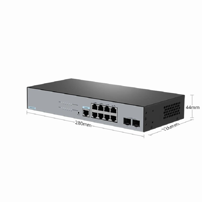 Refurb Squared S2805S-8TF, 8-Port Gigabit Ethernet L2 Smart Managed Switch, 8 x Gigabit RJ45, with 2 x 1Gb SFP Uplinks, Fanless