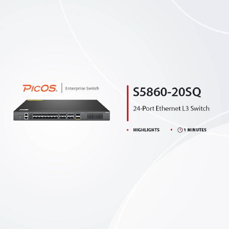 Refurb Squared S5860-20SQ, 24-Port Ethernet L3 Switch, 20 x 10Gb SFP+, with 4 x 25Gb SFP28 and 2 x 40Gb QSFP+, PicOSA®, Support MLAG, Broadcom Chip