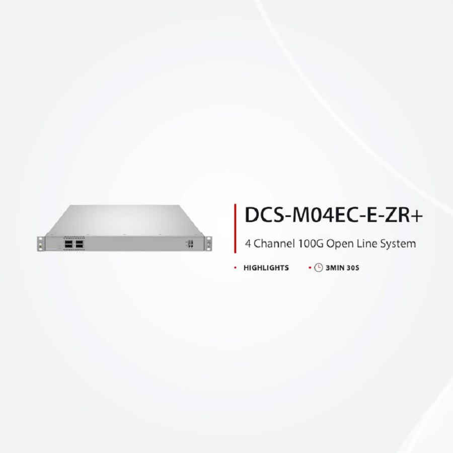 Refurb Squared D5110-M04EC-E-ZR+, 4 Channel 100G Active DWDM Multiplexer for Open Line Systems, C21, 4 x 100G QSFP28, Dual Fiber, 1U Rack Mount, 0-120km, Support AmpCon-T/WebGUI Network Management