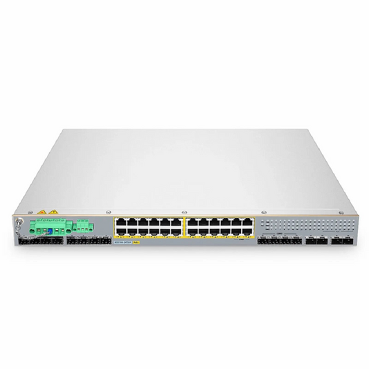 Refurb Squared IES5100-24TS-P, 24-Port Gigabit Ethernet L2+ Managed Industrial PoE+ Switch, 20 x PoE+ Ports @720W, with 4 x 1Gb RJ45/SFP Combo, 8 x 1Gb SFP and 4 x 10Gb SFP+, -40 to 75A°C Operating Temperature