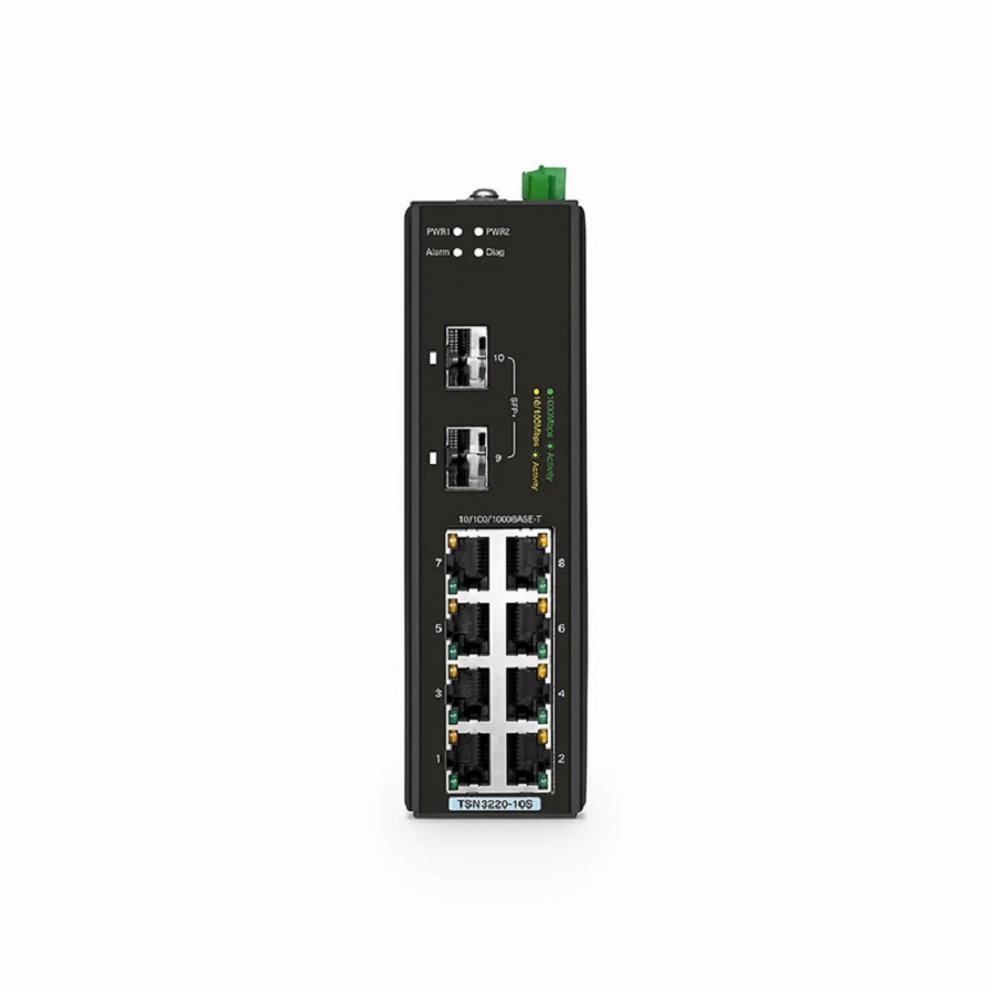 Refurb Squared TSN3220-10S, 8-Port Gigabit Ethernet L2 Managed TSN Industrial Switch, 8 x 10/100/1000BASE-T, with 2 x 1/10Gb SFP+, -40 to 75A°C Operating Temperature