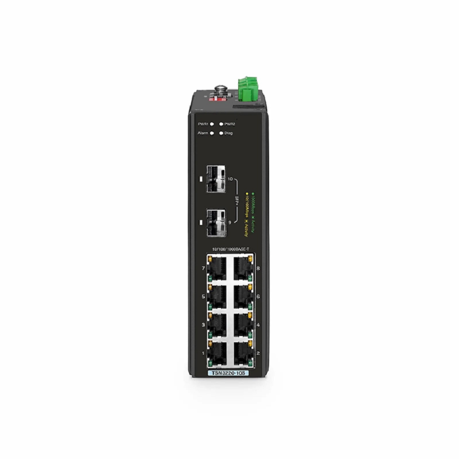 Refurb Squared TSN3220-10S, 8-Port Gigabit Ethernet L2 Managed TSN Industrial Switch, 8 x 10/100/1000BASE-T, with 2 x 1/10Gb SFP+, -40 to 75A°C Operating Temperature