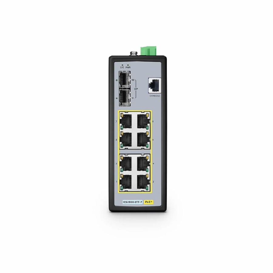 Refurb Squared IES3100-8TF-P, 8-Port Gigabit Ethernet L2+ Managed Industrial PoE+ Switch, 8 x PoE+ Ports @240W, with 2 x 1/2.5Gb SFP, Wide-Temp