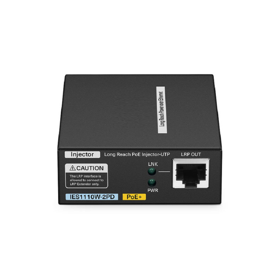 Refurb Squared IES1110W-2PD, 1-Port 10/100M Fast Ethernet Long Reach PoE over UTP Injector, 1 x PoE+ Input to 1 x 10/100BASE-T RJ45 Output, -20 to 70A°C Operating Temperature