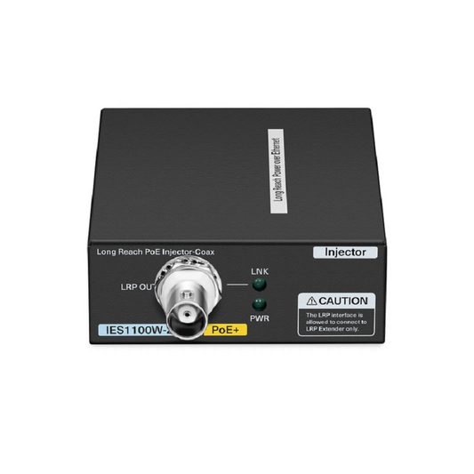 Refurb Squared IES1100W-2PD, 1-Port 10/100M Fast Ethernet Long Reach PoE over Coaxial Injector, 1 x PoE+ Input to 1 x BNC Female Output, -20 to 70A°C Operating Temperature