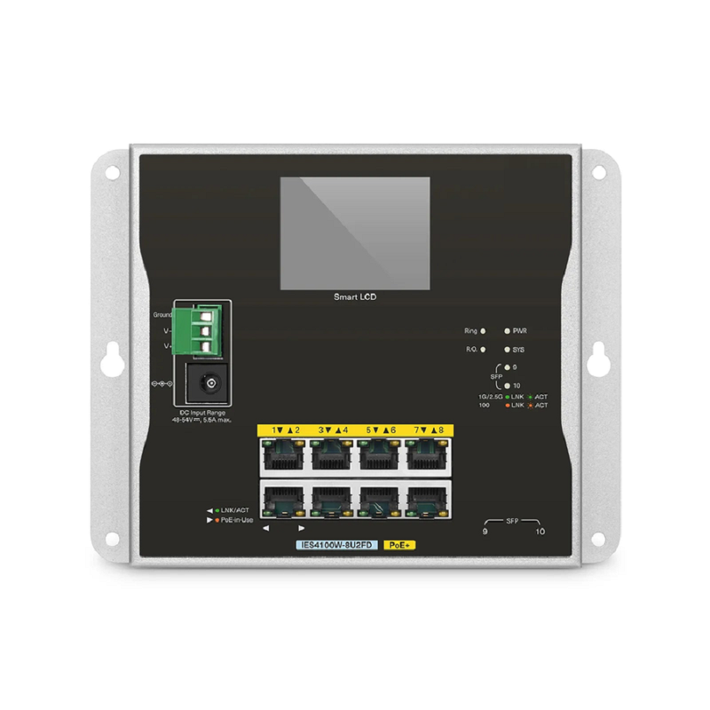 Refurb Squared IES4100W-8U2FD, 8-Port Gigabit Ethernet L2+ Managed Industrial PoE+ Switch, 8 x PoE+ Ports@240W, with 2 x 1/2.5Gb SFP, -20 to 70A°C Operating Temperature