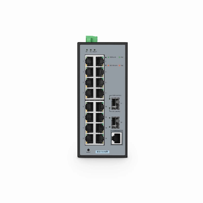 Refurb Squared IES3110-16TF, 16-Port Gigabit Ethernet L2 Managed Industrial Switch, 16 x 10/100/1000BASE-T, with 2 x 1Gb SFP, -40 to 75A°C Operating Temperature