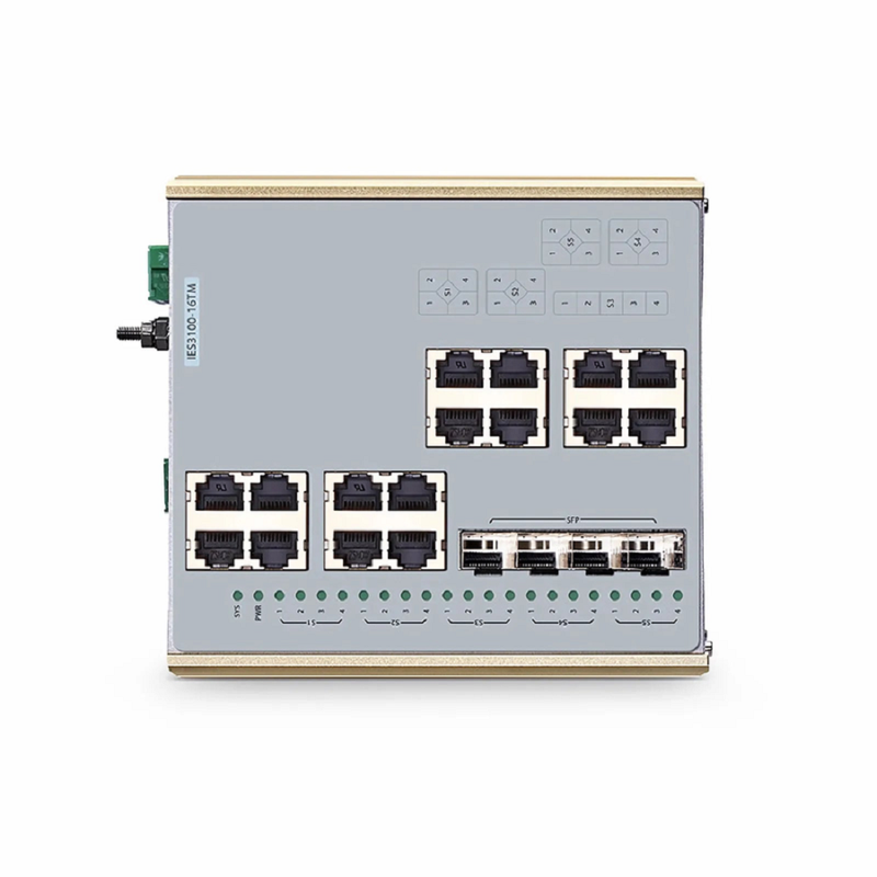 Refurb Squared IES3100-16TM, 16-Port Gigabit Ethernet L2 Managed Industrial Switch, 16 x 10/100/1000BASE-T, with 4 x 1/2.5Gb SFP, -40 to 85A°C Operating Temperature
