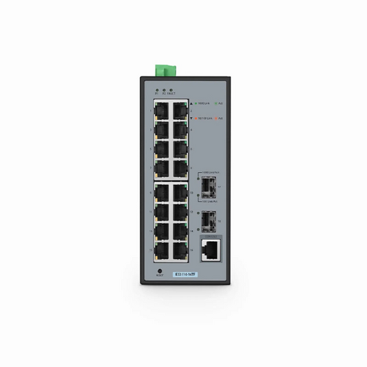 Refurb Squared IES3110-16TF, 16-Port Gigabit Ethernet L2 Managed Industrial Switch, 16 x 10/100/1000BASE-T, with 2 x 1Gb SFP, -40 to 75A°C Operating Temperature