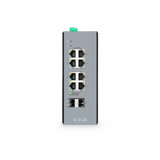 Refurb Squared IES3110-8TF-R, 8-Port Gigabit Ethernet L2+ Managed Industrial Switch, 8 x 10/100/1000BASE-T, with 2 x 1Gb SFP, -40 to 75A°C Operating Temperature