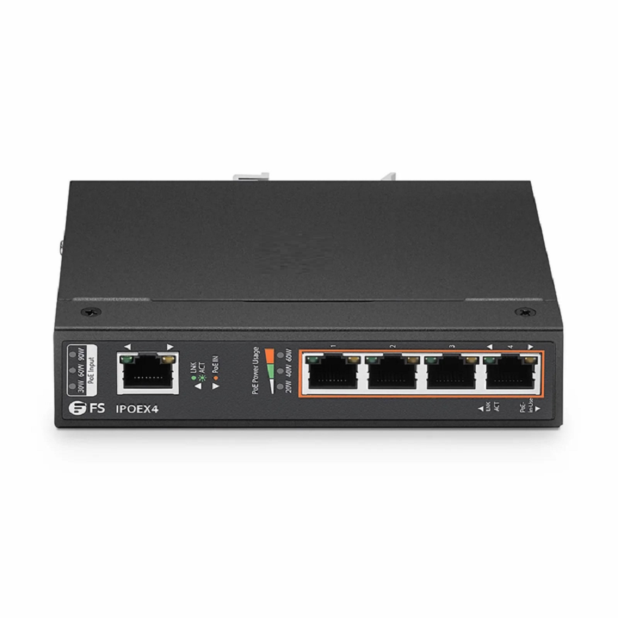Refurb Squared 5 Ports 10/100/1000M Gigabit PoE+ Extender, 1 in 4 out, Din-rail/Wall mountable, IEEE 802.3at/802.3af, -40 to 75A°C