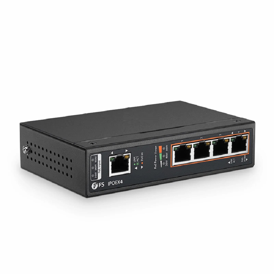 Refurb Squared 5 Ports 10/100/1000M Gigabit PoE+ Extender, 1 in 4 out, Desktop/Wall mountable, IEEE 802.3at/802.3af, 0 to 50A°C