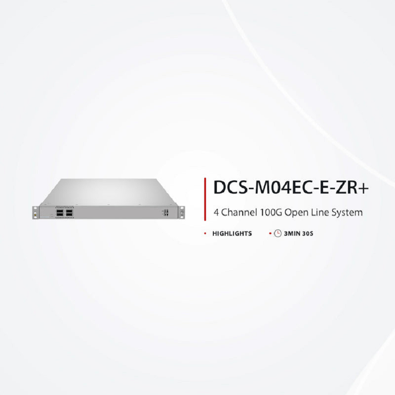 Refurb Squared D5110-M04EC-E-ZR+, 4 Channel 100G Active DWDM Multiplexer for Open Line Systems, C21, 4 x 100G QSFP28, Dual Fiber, 1U Rack Mount, 0-120km, Support AmpCon-T/WebGUI Network Management