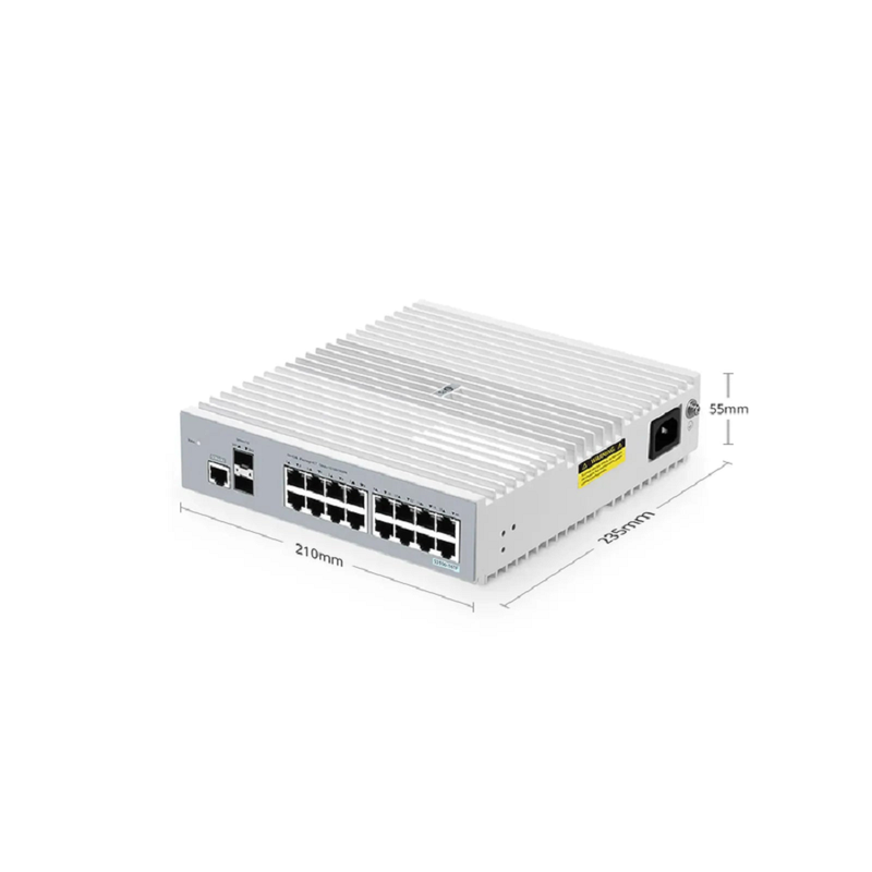 Refurb Squared S3100-16TF, 16-Port Gigabit Ethernet L2+ Switch, 16 x 1Gb RJ45, with 2 x 1Gb SFP Uplinks, Broadcom Chip, Fanless