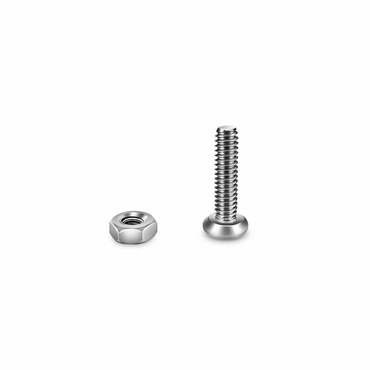 Refurb Squared M2A8mm Model Screw and Nut, Nickel-plated, Silver, 50pcs/Pack