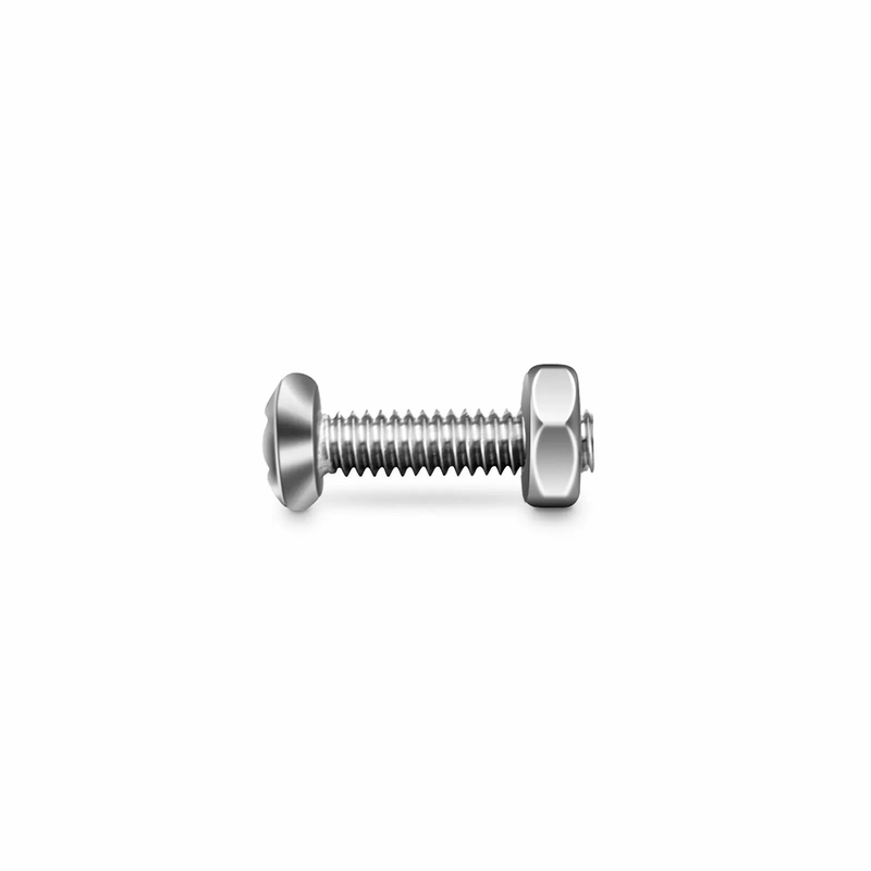 Refurb Squared M2A8mm Model Screw and Nut, Nickel-plated, Silver, 50pcs/Pack