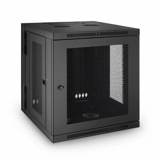 Refurb Squared 12U GV600-Series 19" 4-Rails Wall Mount Cabinet with Vented Front Door, Hinged Back
