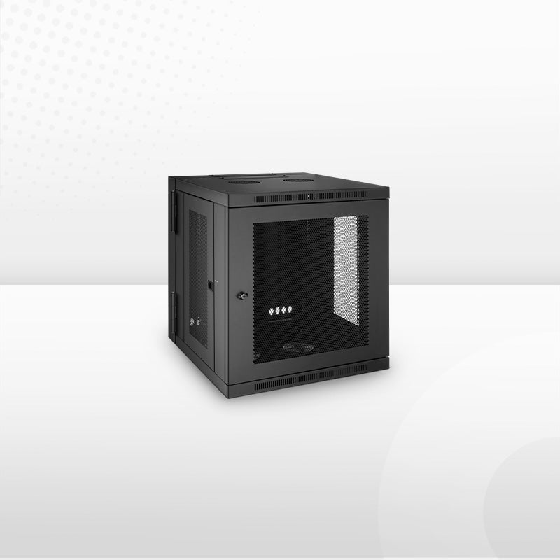 Refurb Squared 12U GV600-Series 19" 4-Rails Wall Mount Cabinet with Vented Front Door, Hinged Back